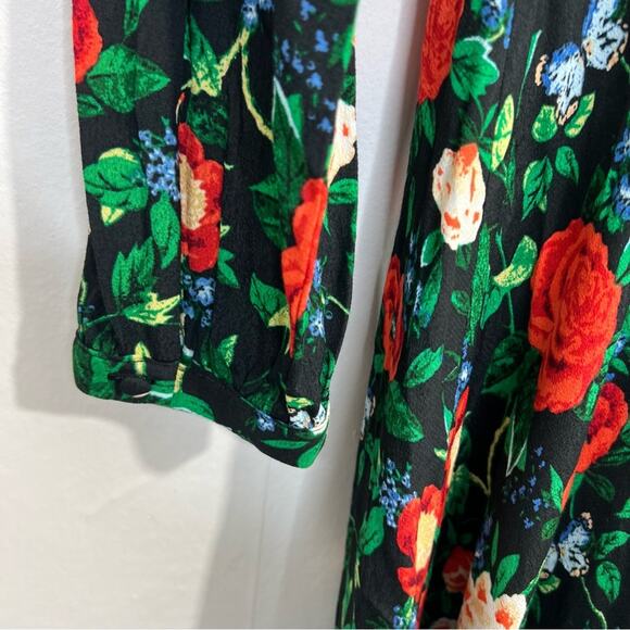 NWT Anthropologie Lacy V-Neck Mini Dress in Black Floral Motif Women’s Size 14 - Picture 11 of 16